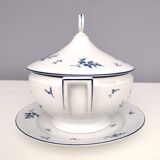 Assiette à soupe néoclassique en porcelaine blanche et bleue de Richard Ginori, Italie