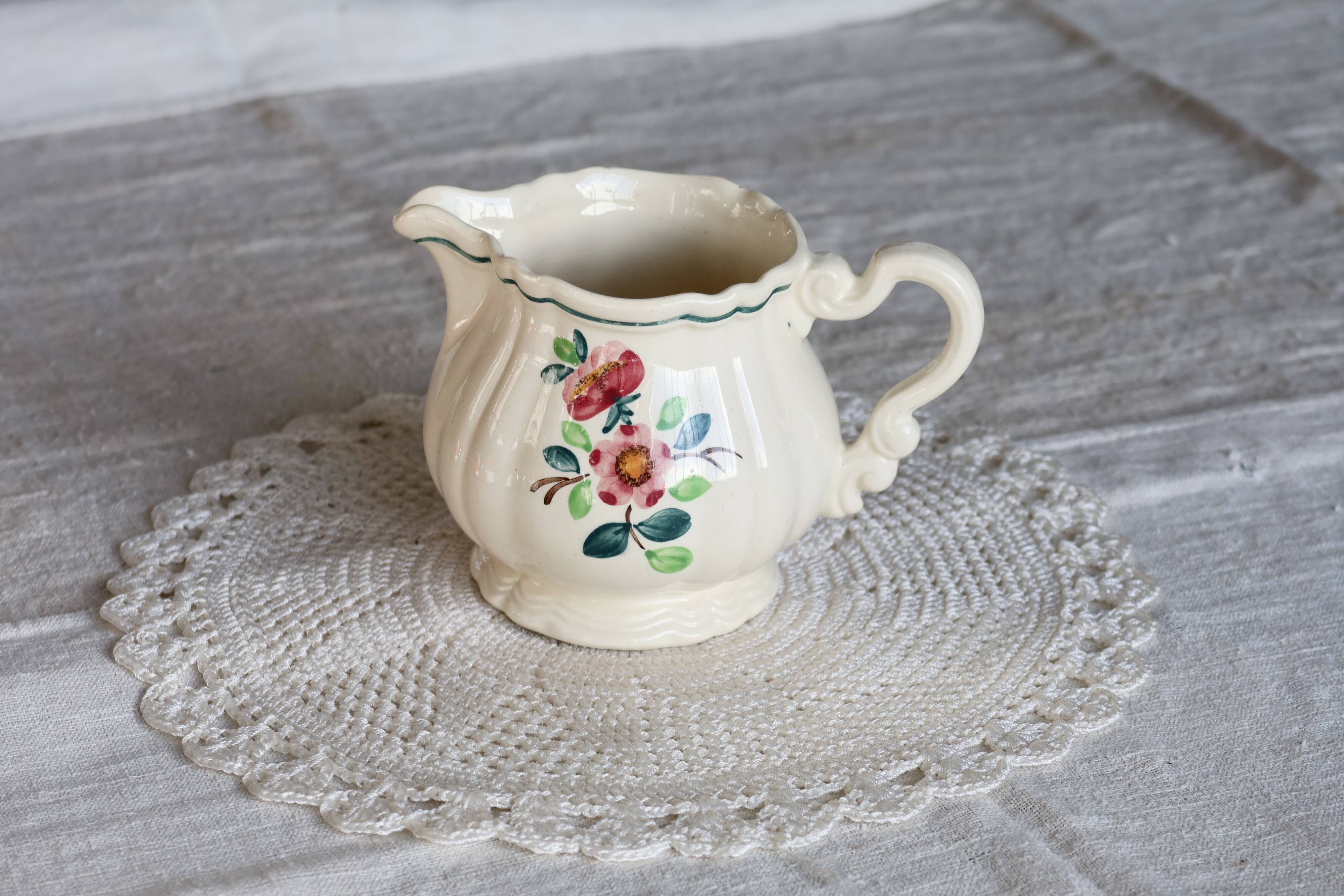 Vintage Sarreguemines “Amazonas” hand-painted milk jug