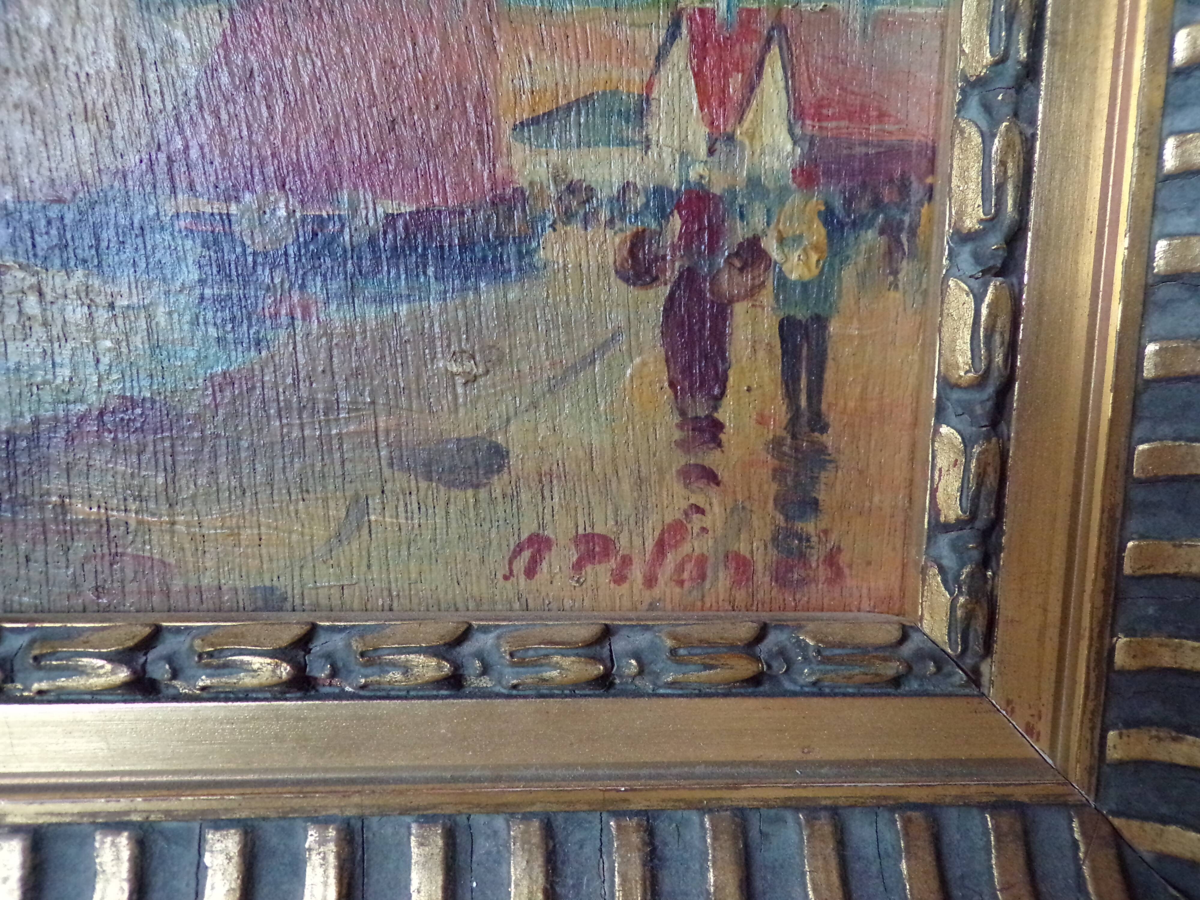 Oil on panel view marine