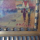 Oil on panel view marine