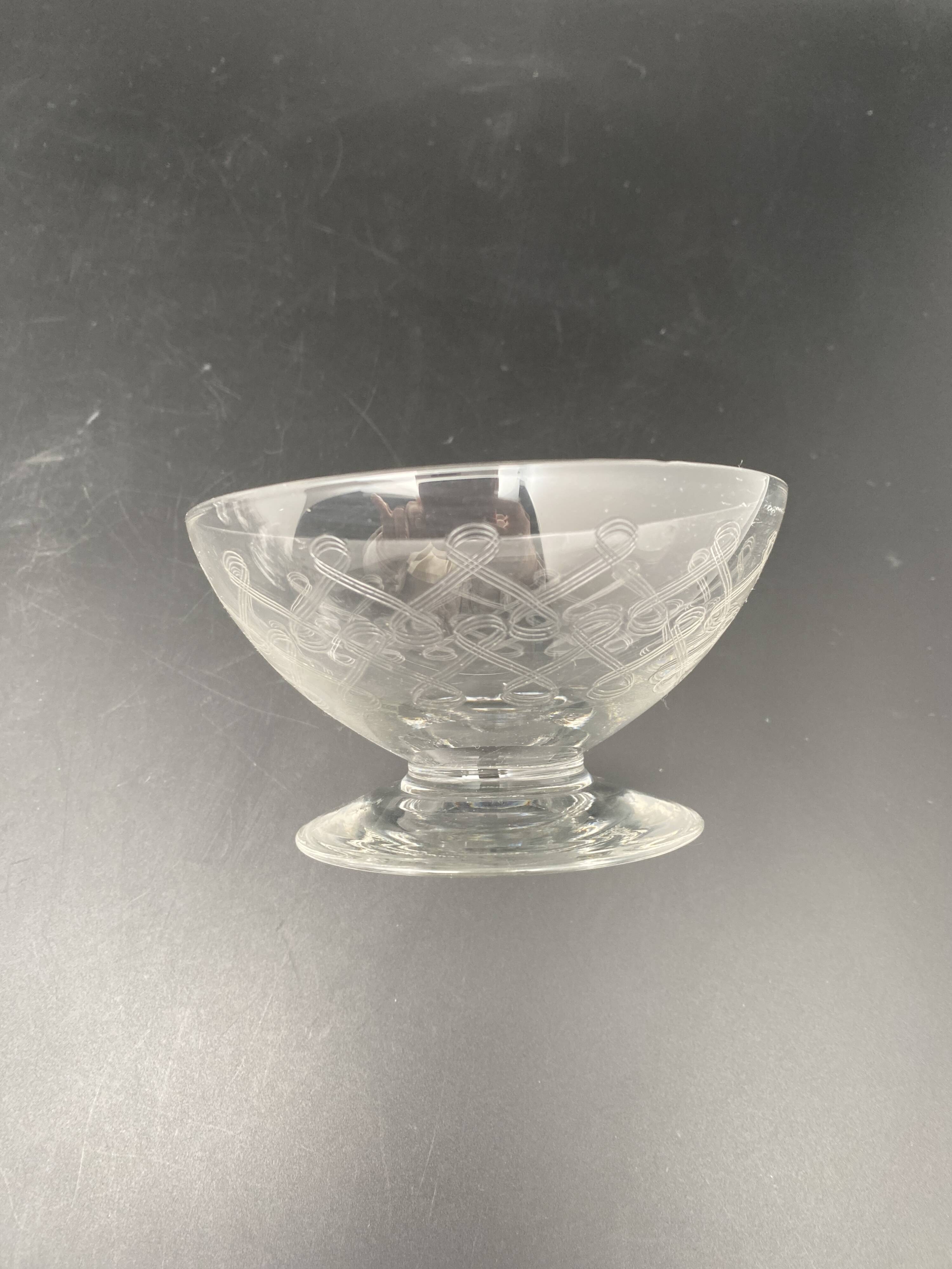 Chiseled crystal champagne glasses