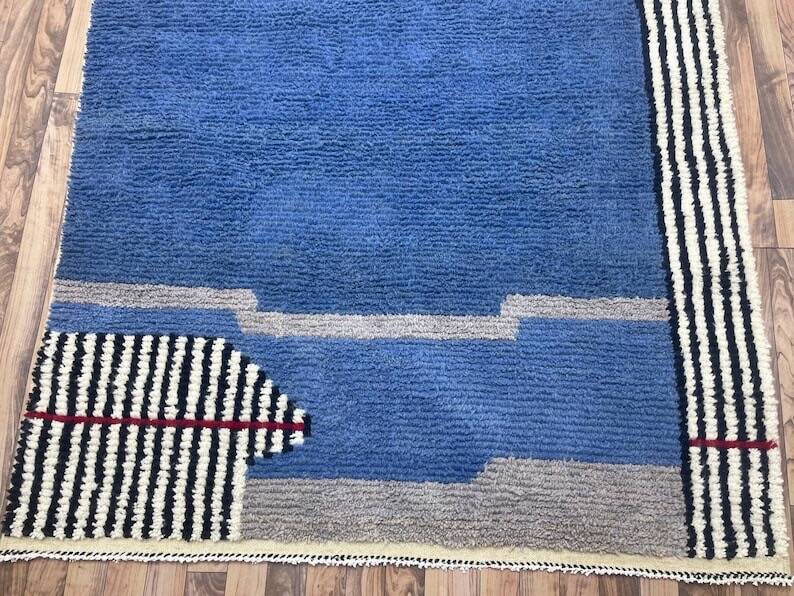 Traditional handmade Moroccan rug, blue, size 1.5/2.5 m.
