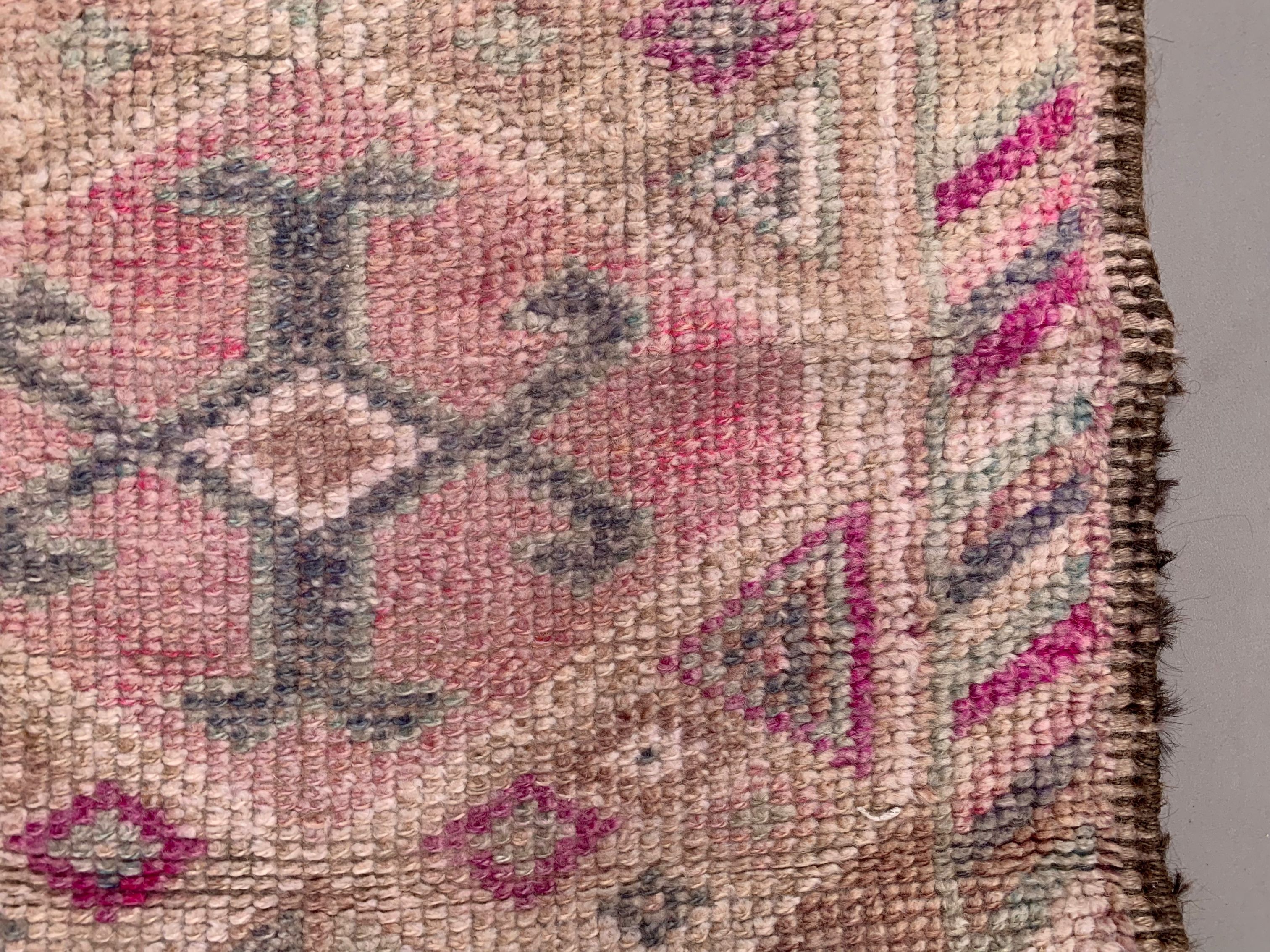 Vintage turkish  tribal runner 390x83 cm veg dye wool rug tribal, handmade