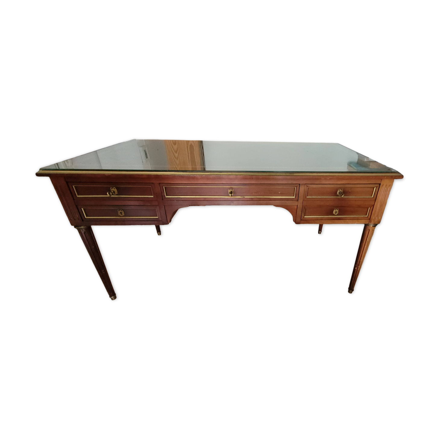 Bureau style notaire bois et cuir