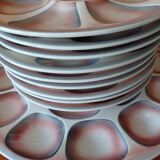 Service à huitres plat et assiettes 9 digoin sarreguemines