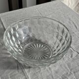 Small vintage glass bowl with a cube pattern.