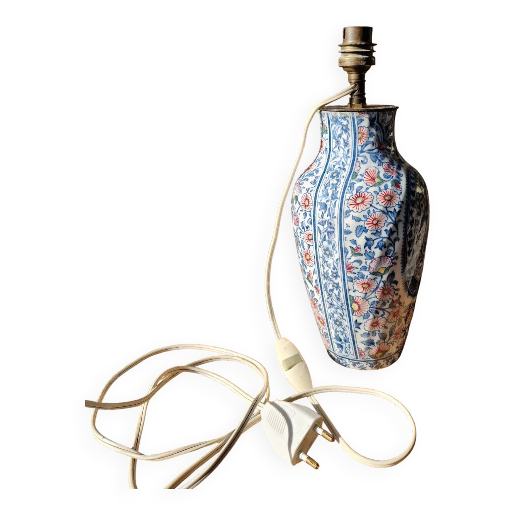 Antique lamp base in Gien earthenware