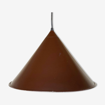 Vintage brown metal dijkstra hanging lamp, mid century witch hat lamp