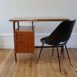 Scandinavian teak boomerang desk and its chair 1960