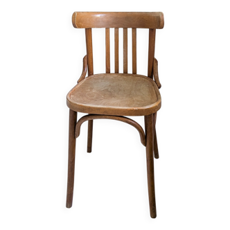 Chaise bistrot vintage en bois courbé avec dossier à barreaux