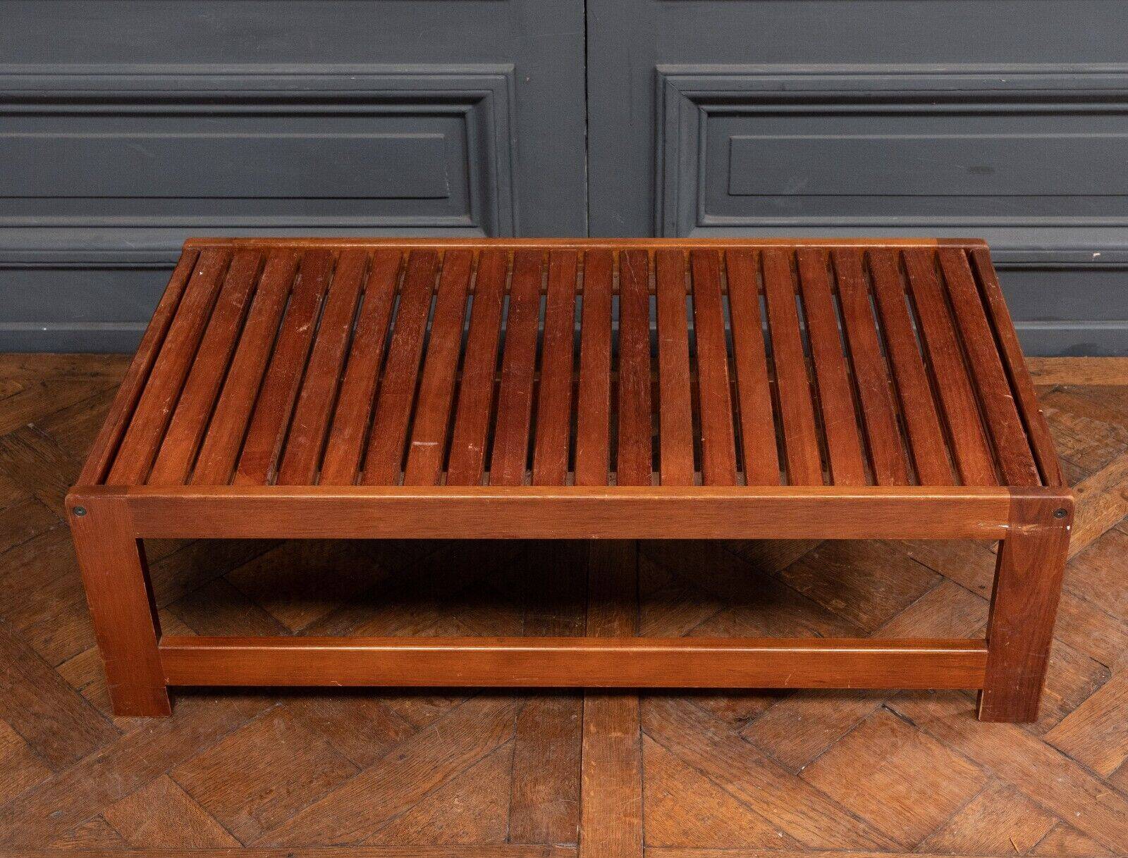 Wooden slatted coffee table 1980 removable top