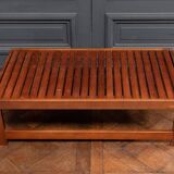 Wooden slatted coffee table 1980 removable top