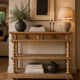 Console chêne brut massif décor végétal sculpté fin XIXe
