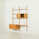 Preben Sorensen Danish oak wall unit by PS System, Randers, 1970s