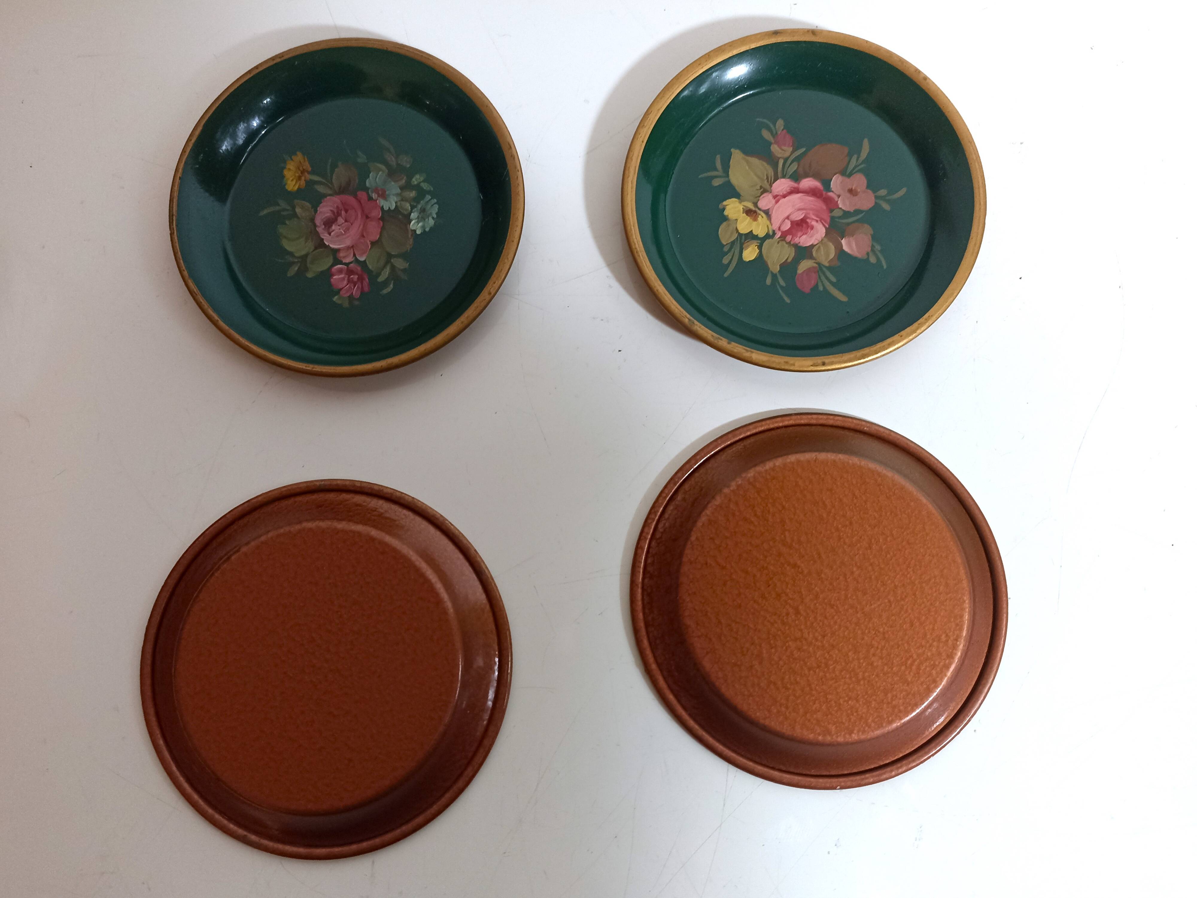 Lot de 4 dessous de verre vintage verts