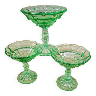 Coupelles en verre vert