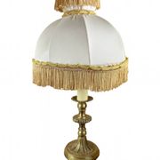 Lampe ancienne en laiton – Abat-jour à franges