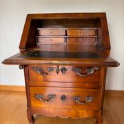 Secretary with drop-down front, signed Jean Laick, master cabinetmaker, cherry wood.