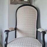 Black and beige & gold voltaire armchair