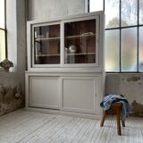 Library showcase ivory white sliding doors