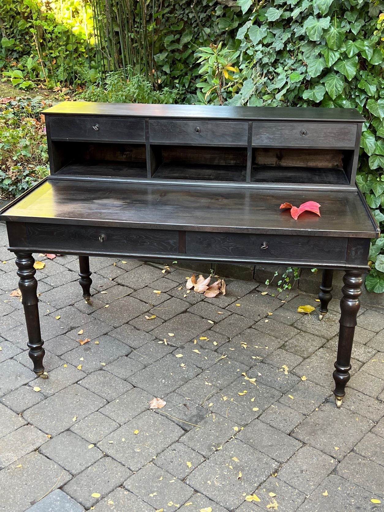 Flat desk louis philippe style in blackened pear tree