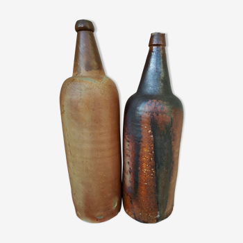 Paire de bouteilles en grès bretonnes 19ème siècle