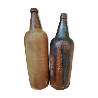 Paire de bouteilles en grès bretonnes 19ème siècle