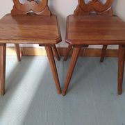 Pair of savoyard mountain chair carved wooden chalet