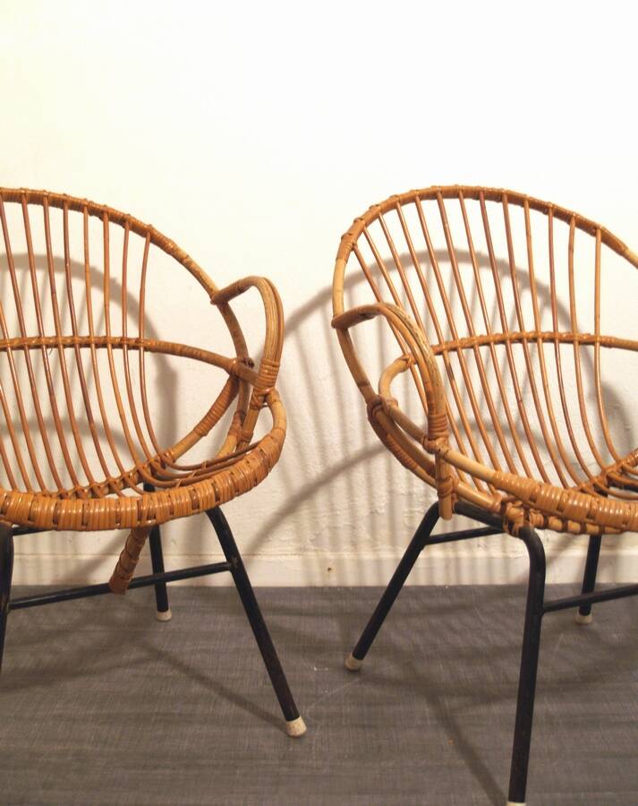 Rohe Noordwolde rattan vintage sixties design armchair