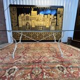 Iron and glass garden furniture