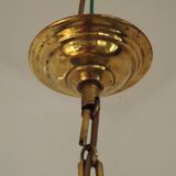 Art Deco ceiling light in yellow and gold glass and brass, France