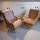 Vintage - Set of 2 woven rattan, bamboo and wood armchairs - Natural colour - 1980s