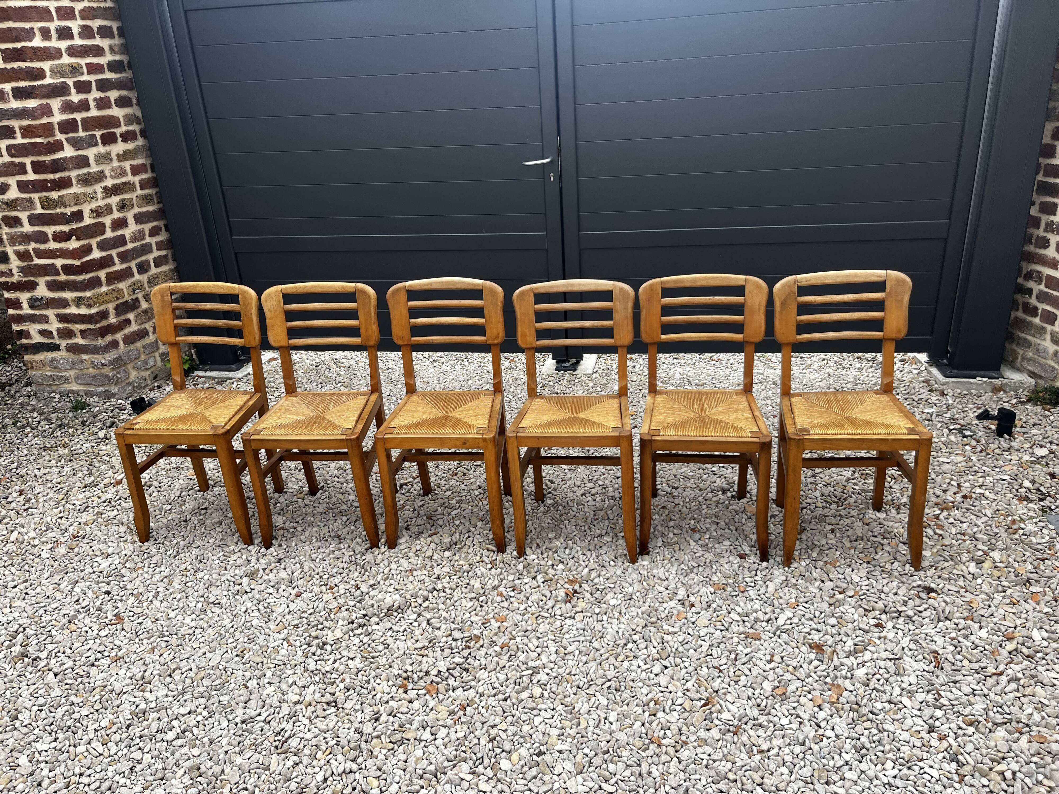 Set of 6 raw stone chairs French design