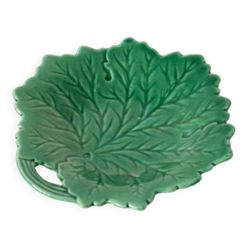 Vide-poche en barbotine modèle Feuille, Vert, 1960 - 14 cm