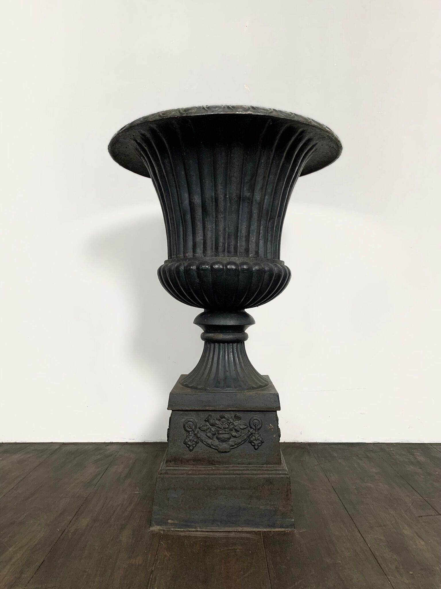 Cast iron garden vase