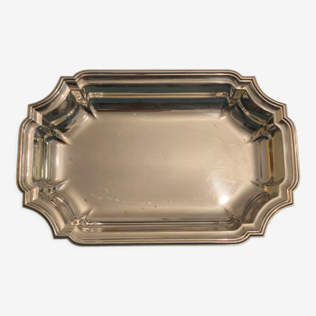 Hollow plate silver metal chamfered with net.