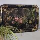 Large English tray painted with flowers and fruits.