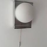 Vintage wall lamp, chrome and opaline, France 1970