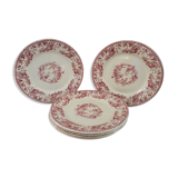 Gien ceramic flat plates. Collection "Bouquets de roses"