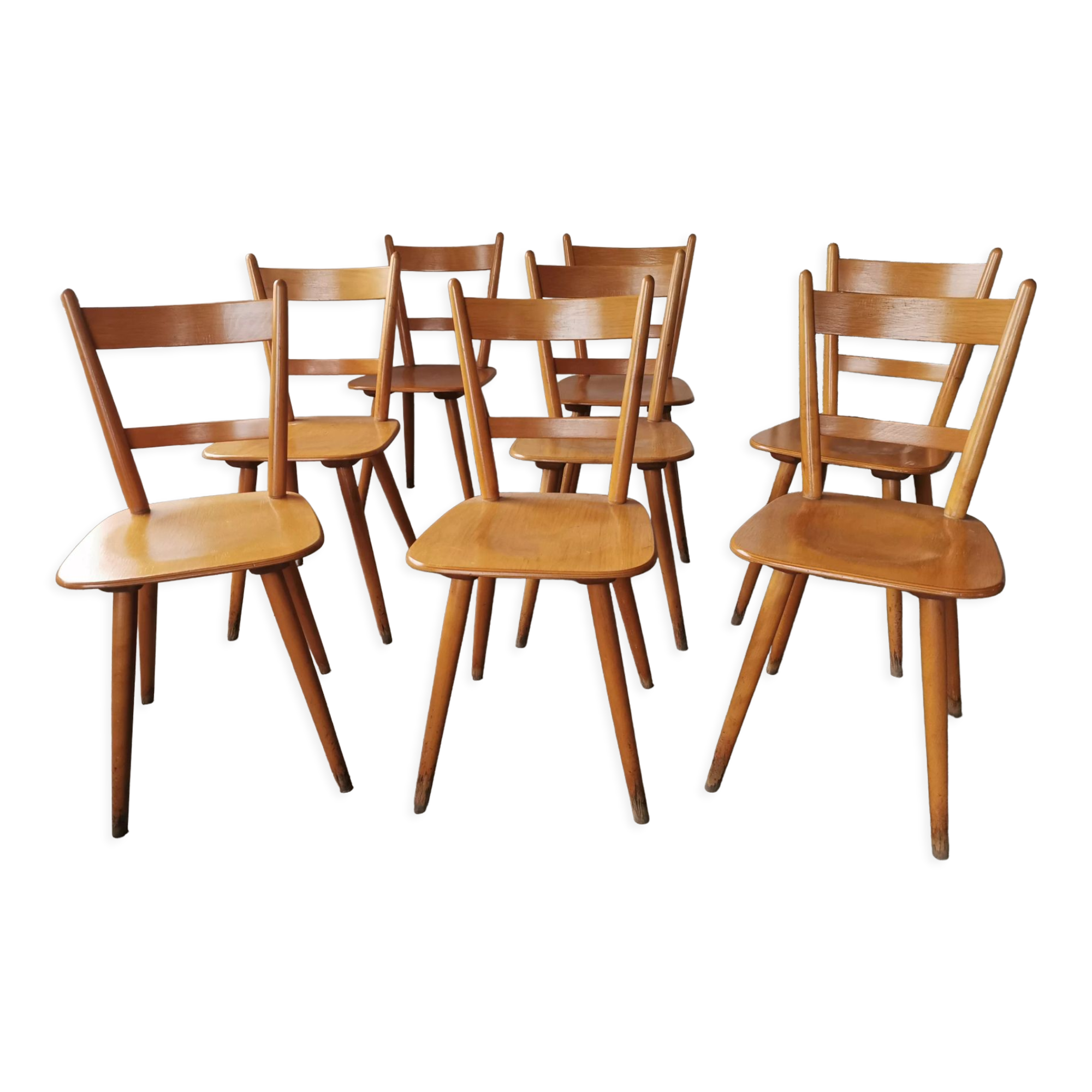 Set of 8 vintage bistro chairs 1960