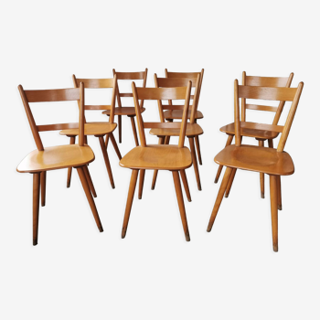 Set de 8 chaises bistrot vintage 1960