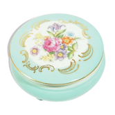 Jewelry box in blue porrcelaine decoration flowers