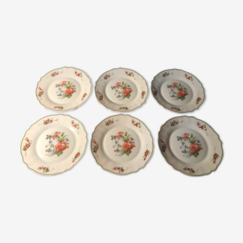 Set of 6 new dessert plates arcopal floral decoration model Ronsard