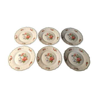 Set of 6 new dessert plates arcopal floral decoration model Ronsard