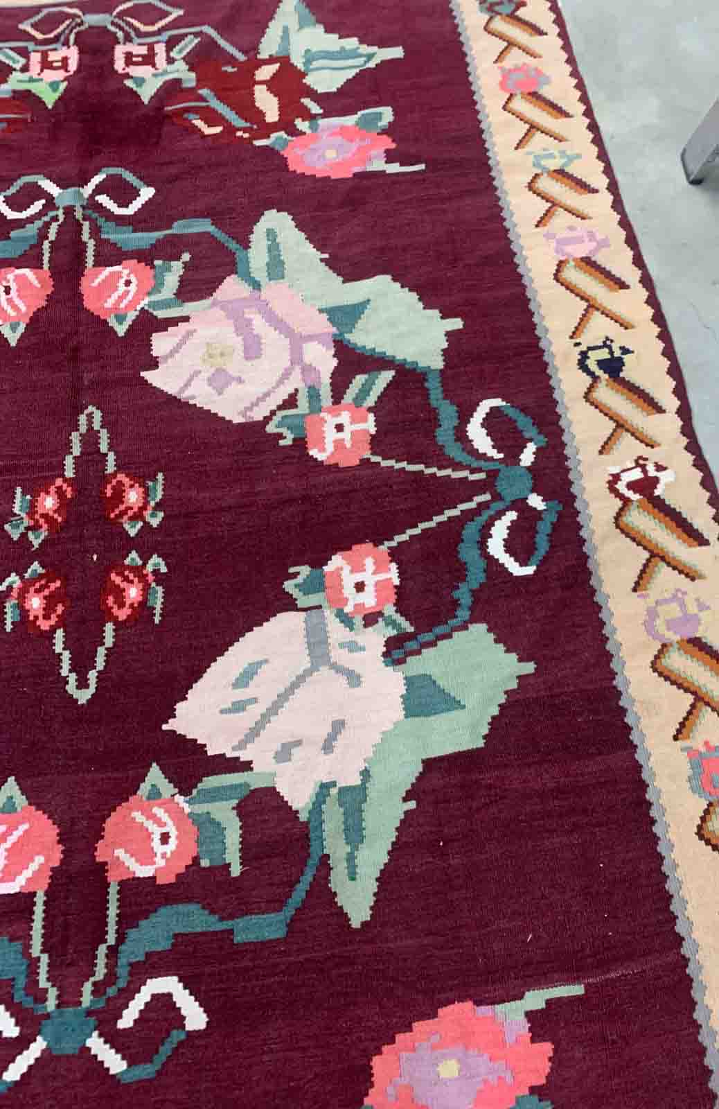 Romanian old carpet bessarabian handmade 207cm x 304cm 1960s