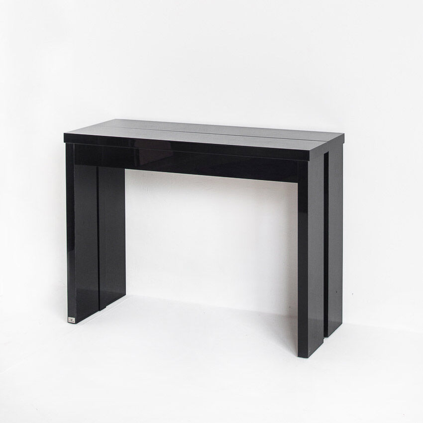 Vintage extendable table / console in lacquered wood by Paul Michel, France 1990