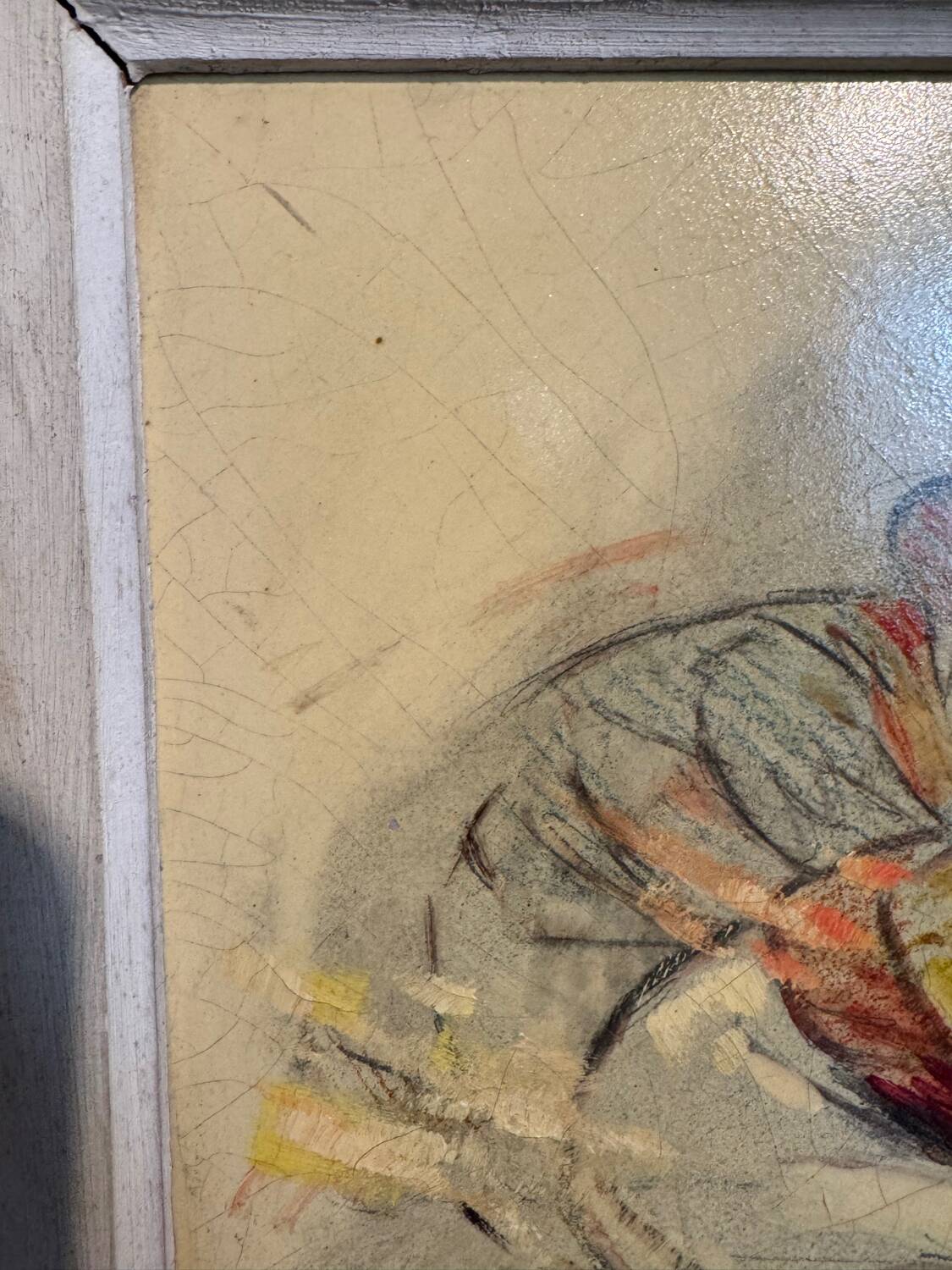 Old painting, horse scene, signed F Castellan, early 20th century