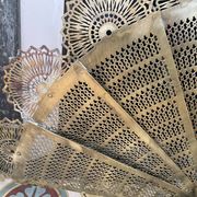 Old bronze fire firewall Napoleon 3 peacock tail fan and Vulcan head