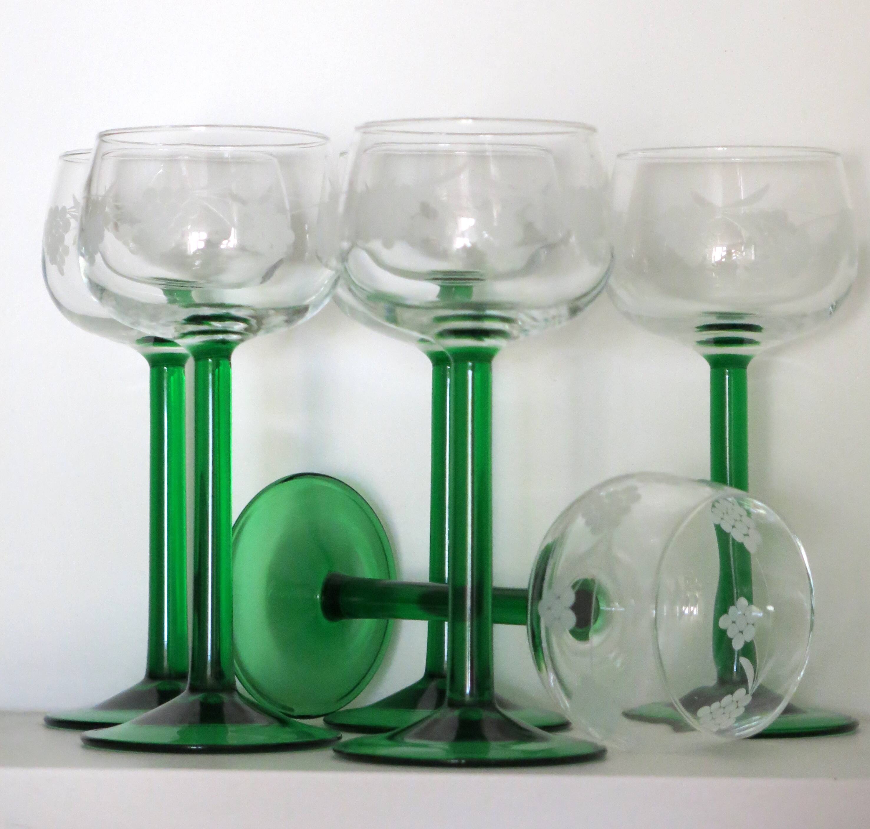 6 verres à vin d'Alsace sérigraphiés en très bon état