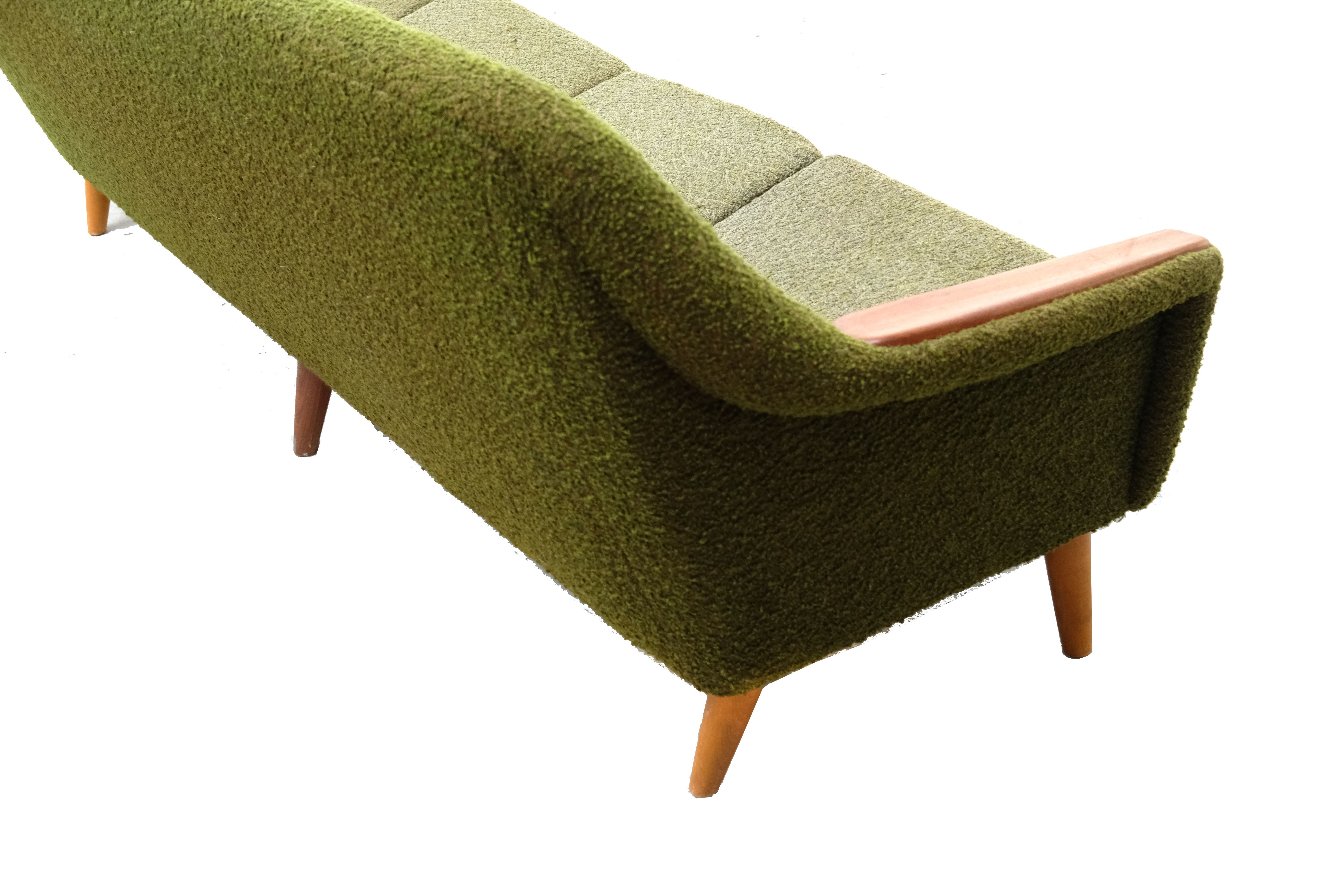 Vintage olive boucle sofa, 1970's norway